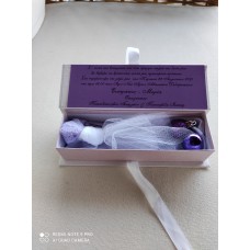 Προσκλητήριο Γάμου χειροποίητο κουτί λιλά ιριδίζον